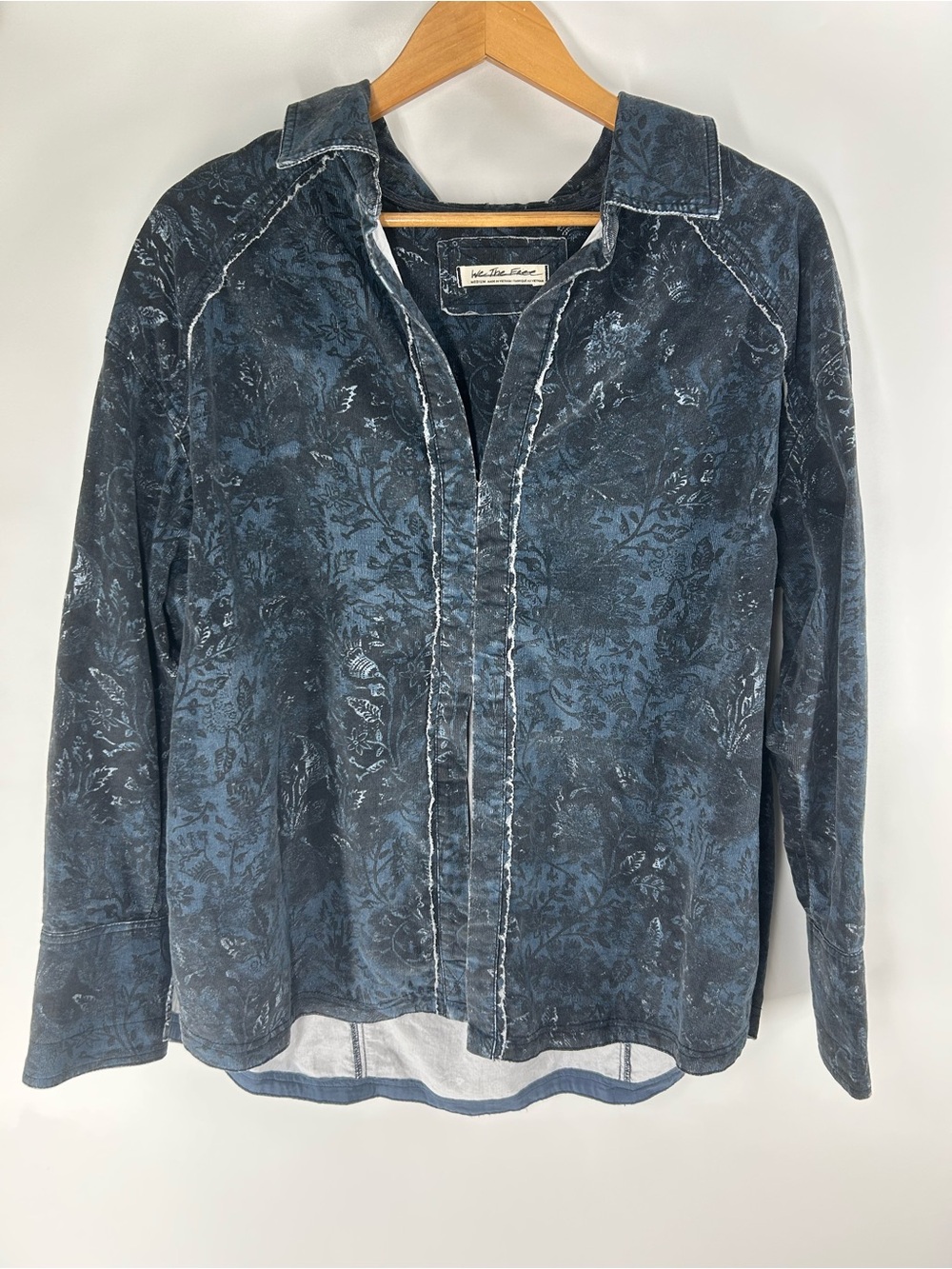 We The Free Indigo Washed Floral Button-Front Top